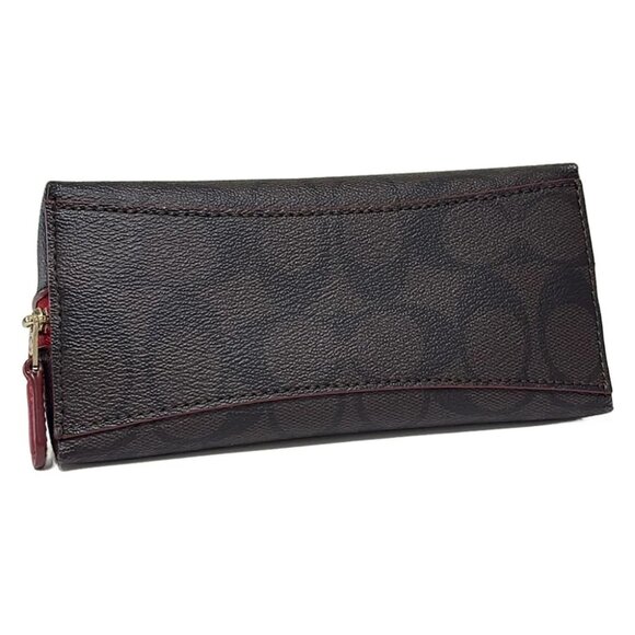 COACH Signature Dark Brown Red PVC Leather - Pouch - Picture 3 of 6